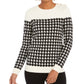 Suéter feminino Charter Club com gola redonda e estampa pied-de-poule colorblock, preto, tamanho pequeno