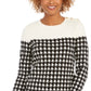 Suéter feminino Charter Club com gola redonda e estampa pied-de-poule colorblock, preto, tamanho pequeno