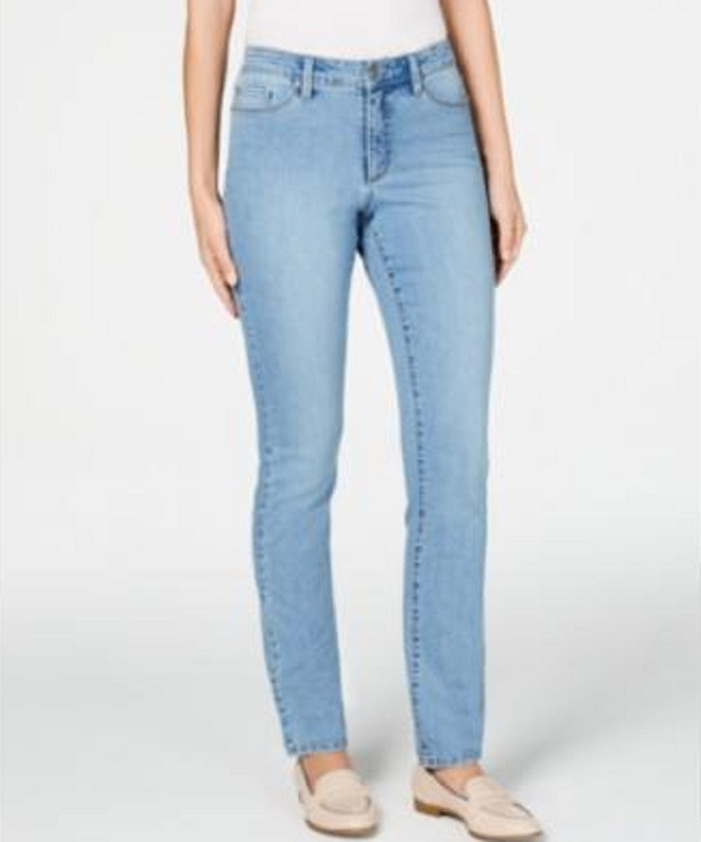Calça jeans feminina Charter Club Lexington Tummy Control com perna reta, azul, tamanho 6
