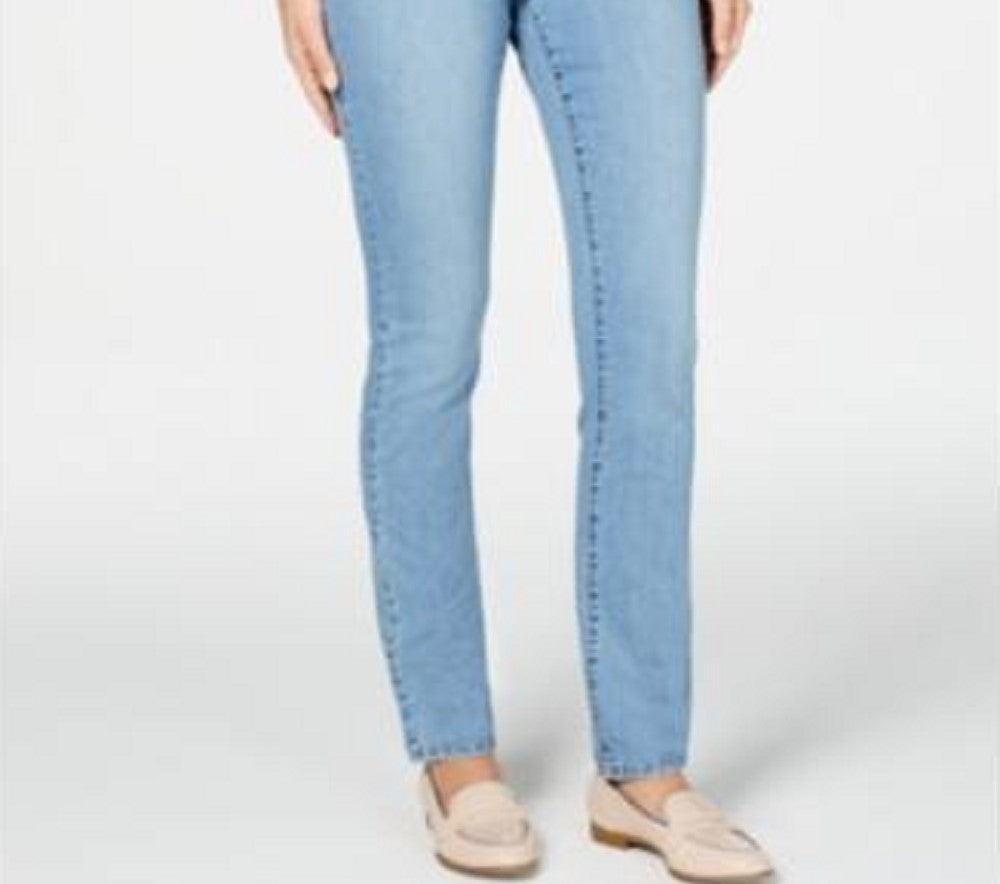 Calça jeans feminina Charter Club Lexington Tummy Control com perna reta, azul, tamanho 6