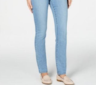 Calça jeans feminina Charter Club Lexington Tummy Control com perna reta, azul, tamanho 6