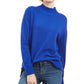 Karen Scott Suéter Feminino de Algodão com Detalhe de Costura e Gola Simulada Azul Tamanho XS