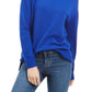 Karen Scott Suéter Feminino de Algodão com Detalhe de Costura e Gola Simulada Azul Tamanho XS
