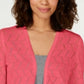 Cardigan feminino Pointelle Completer da Charter Club, rosa, tamanho médio