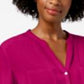 Camisa utilitária feminina Charter Club com gola dividida, rosa, tamanho PSM