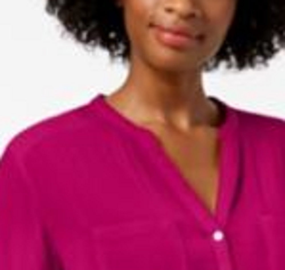 Camisa utilitária feminina Charter Club com gola dividida, rosa, tamanho PSM