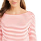 Blusa listrada feminina Charter Club manga 3/4 vermelha tamanho grande