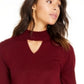 Suéter feminino com decote falso e abertura estilo keyhole, vermelho, tamanho pequeno