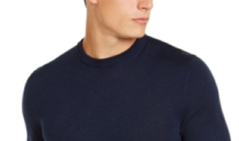 Pulôver masculino Alfani de manga comprida e gola redonda, azul, tamanho XX-G