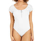 Body Planet Gold Junior em malha canelada com zíper de um quarto, branco, tamanho grande