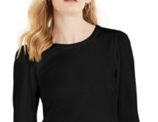 Charter Club Supima Puff Sleeve Top Feminino Preto Tamanho Médio