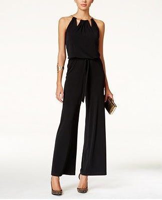 Macacão feminino Thalia Sodi com decote em corrente, preto, tamanho XXL