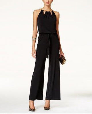 Macacão feminino Thalia Sodi com decote em corrente, preto, tamanho XXL