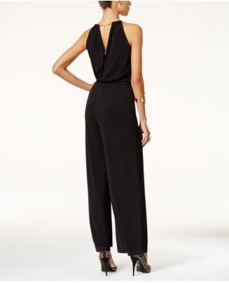 Macacão feminino Thalia Sodi com decote em corrente, preto, tamanho XXL