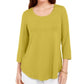 Top feminino com decote redondo e manga curta JM Collection, verde, tamanho X-G
