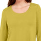 Top feminino com decote redondo e manga curta JM Collection, verde, tamanho X-G