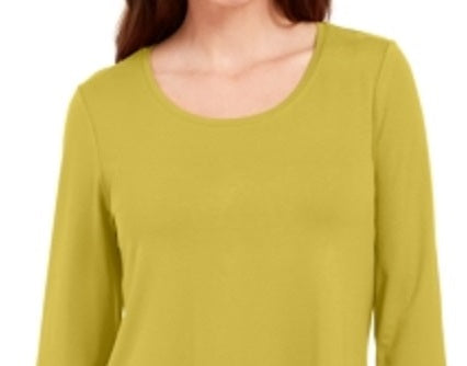 Top feminino com decote redondo e manga curta JM Collection, verde, tamanho X-G