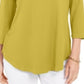 Top feminino com decote redondo e manga curta JM Collection, verde, tamanho X-G