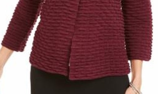 Jaqueta suéter texturizada feminina JM Collection para festa de fim de ano, roxa, tamanho pequeno