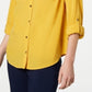 Camisa feminina lisa com botões Charter Club, amarela, tamanho pequeno, médio