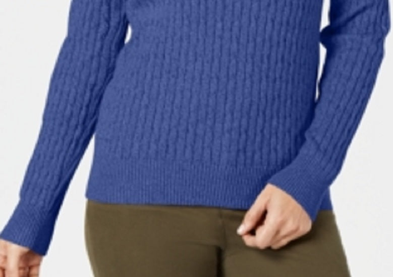 Karen Scott Suéter Feminino de Algodão com Gola V Azul Tamanho Grande