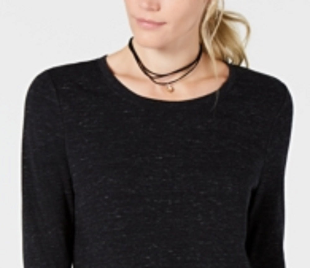 Camiseta feminina de manga comprida Style &amp; Co, preta, tamanho médio