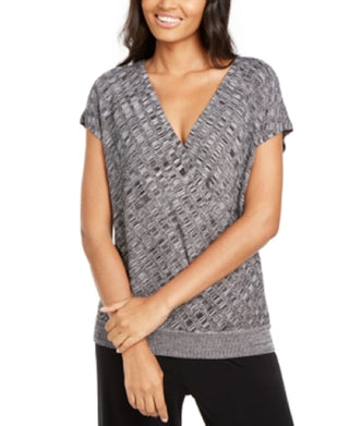 Suéter texturizado feminino Alfani com sobrepeliz, preto, tamanho pequeno e pequeno