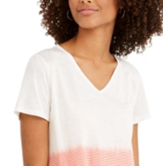 Blusa feminina estilo &amp; co, decote em V, tingida, em mistura de linho, rosa, tamanho extragrande