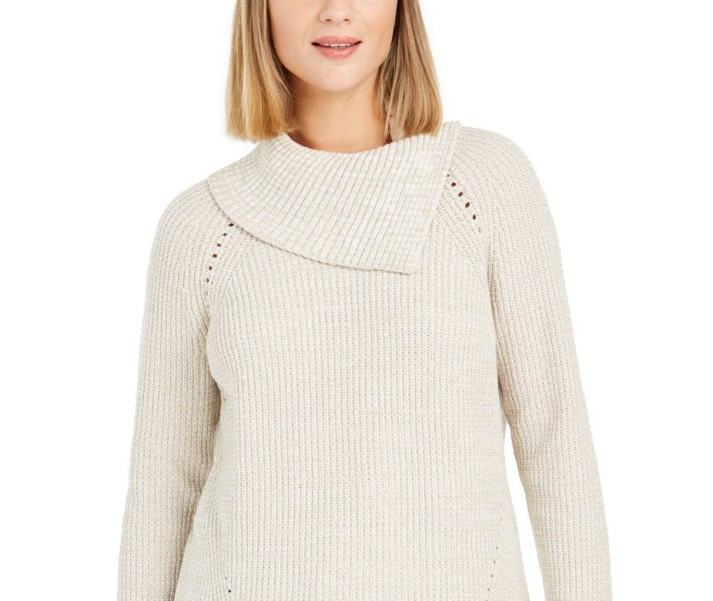 Suéter feminino estilo &amp; co com decote envelope e mangas compridas, marrom, tamanho pequeno G