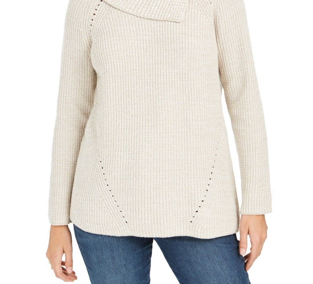 Suéter feminino estilo &amp; co com decote envelope e mangas compridas, marrom, tamanho pequeno G