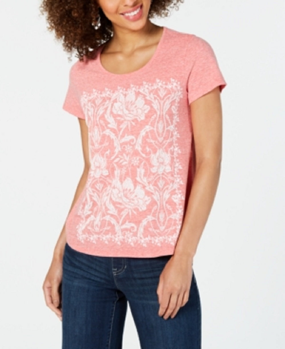 Camiseta feminina gráfica Style &amp; Co, laranja, tamanho X-S