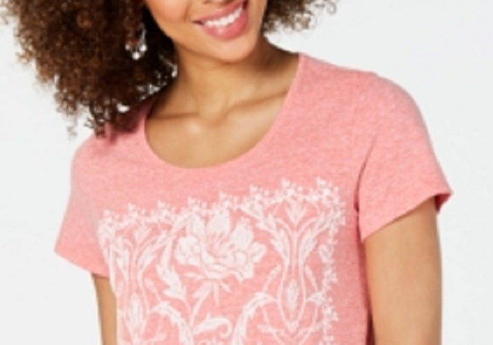 Camiseta feminina gráfica Style &amp; Co, laranja, tamanho X-S