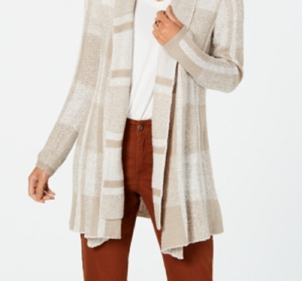 Cardigan xadrez jacquard feminino Style &amp; Co, marrom, tamanho extrapequeno