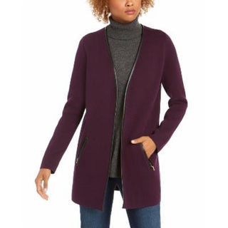 Cardigan feminino Charter Club Milano de algodão com frente aberta, roxo, tamanho pequeno