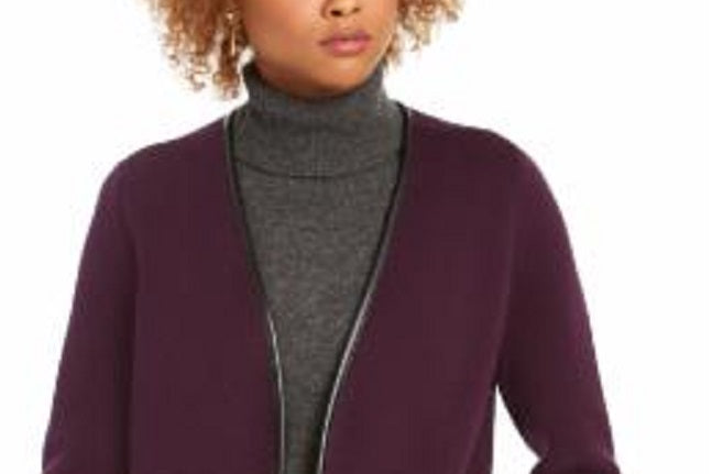 Cardigan feminino Charter Club Milano de algodão com frente aberta, roxo, tamanho pequeno
