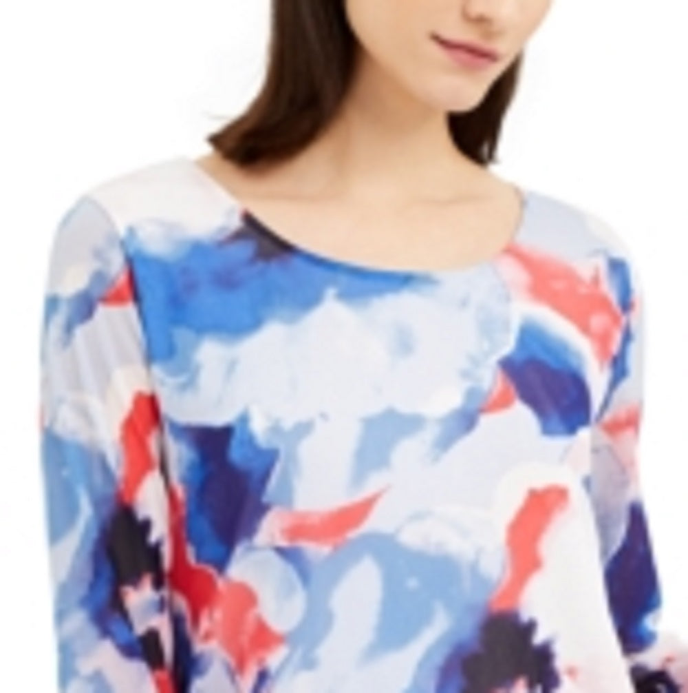 Blusa Alfani Feminina Super Túnica Blooms Azul Tamanho Pequeno Médio