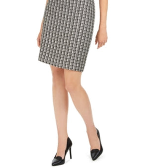 Saia de tweed com franjas Calvin Klein feminina, preta, tamanho 14