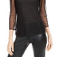 Blusa feminina de malha com glitter da INC International Concepts, preta, tamanho pequeno médio