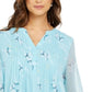 Charter Club Blusa Feminina Estampada com Babados Duplos Azul Tamanho XX-G