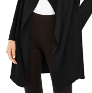 Jaqueta Alfani Feminina com Gola Asa e Frente Drapeada, Preta, Tamanho Pequeno X-Grande