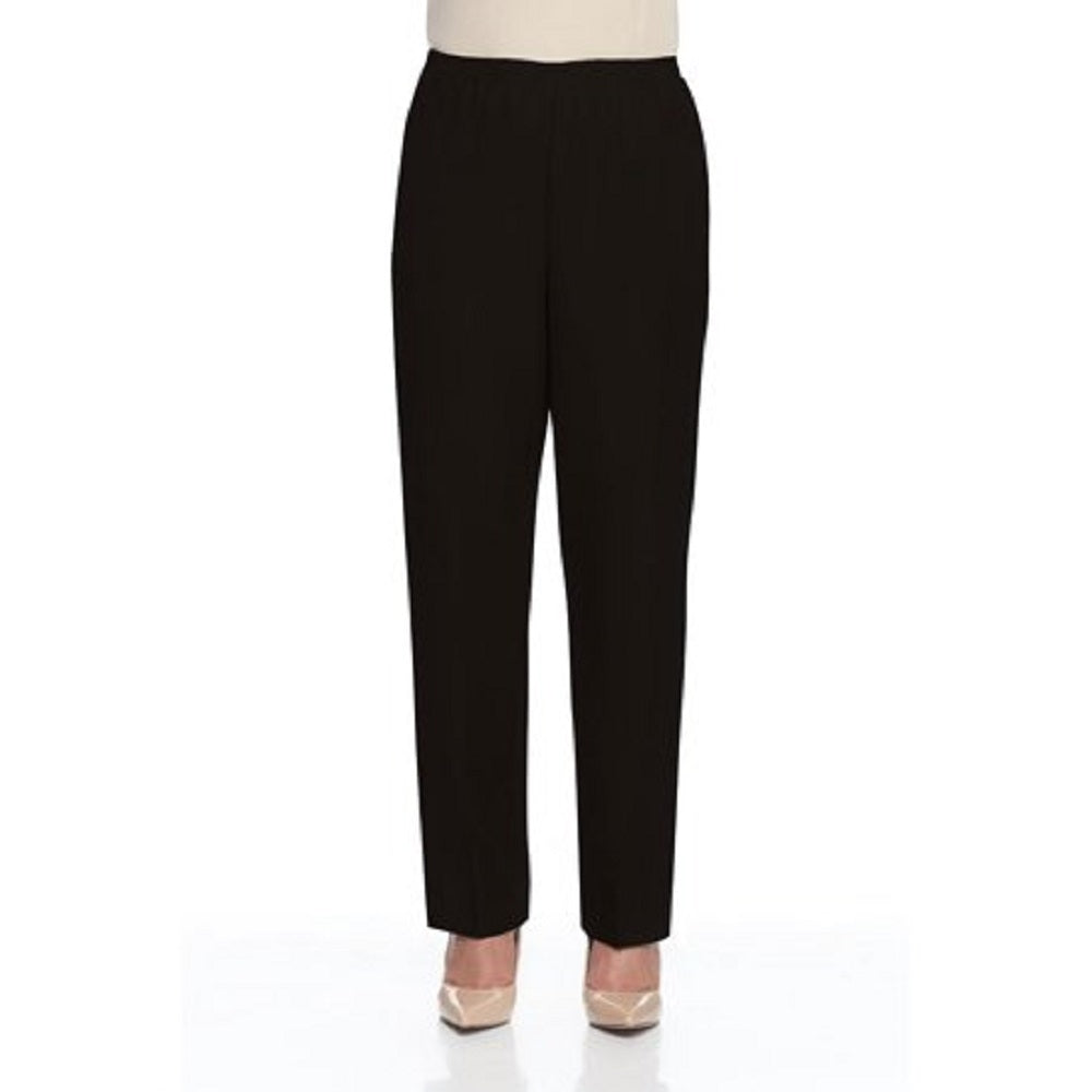 Calça feminina Alfred Dunner Classics, perna reta, preta, tamanho 16