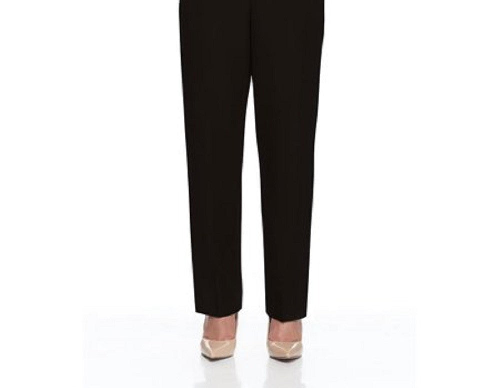 Calça feminina Alfred Dunner Classics, perna reta, preta, tamanho 16