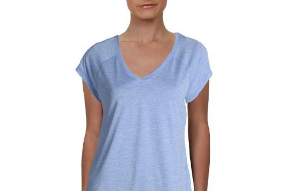 Camiseta feminina Ideology para corrida e fitness, azul, tamanho médio
