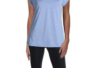 Camiseta feminina Ideology para corrida e fitness, azul, tamanho médio