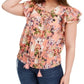 Blusa feminina de algodão floral INC International Concepts, rosa, tamanho 1X