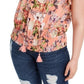 Blusa feminina de algodão floral INC International Concepts, rosa, tamanho 1X