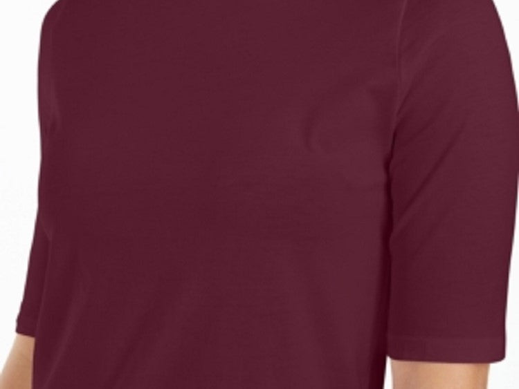 Charter Club Supima Cotton Mock Neck Top Feminino Vinho Tamanho X-G