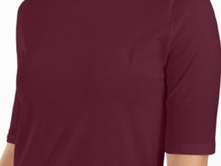 Charter Club Supima Cotton Mock Neck Top Feminino Vinho Tamanho X-G