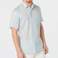 Camisa masculina de linho com gola e botões Tasso Elba, azul, tamanho pequeno