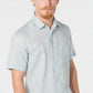 Camisa masculina de linho com gola e botões Tasso Elba, azul, tamanho pequeno